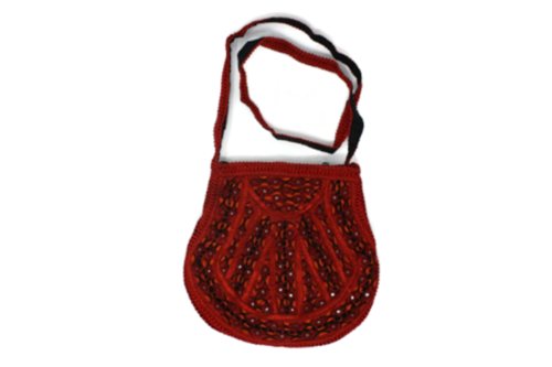 Sling Hand Bag Embroidery Elegant Modern Style Art Handy Craft Crystallized Red
