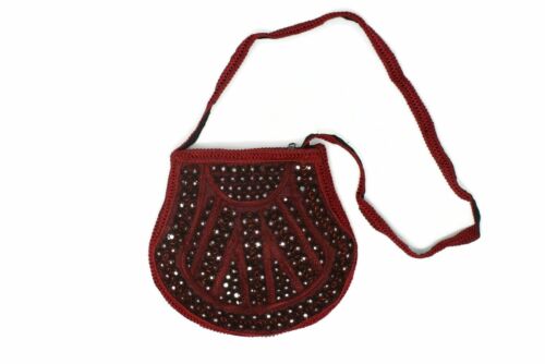 Sling Hand Bag Embroidery Fashionable Modern Style Art Handy Craft Rosy Red