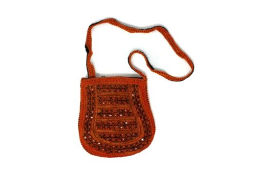 Sling Hand Bag Embroidery Fashionable Modern Style Art Handy Craft Flame Red