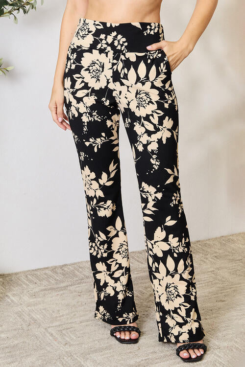 Heimish Full Size High Waist Floral Flare Pants