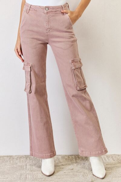 RISEN Full Size High Rise Cargo Wide Leg Jeans