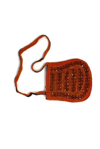 Sling Hand Bag Embroidery Fashionable Modern Style Art Handy Craft Flame Red